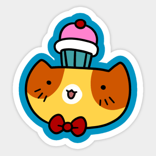 Cupcake Cat Face Sticker